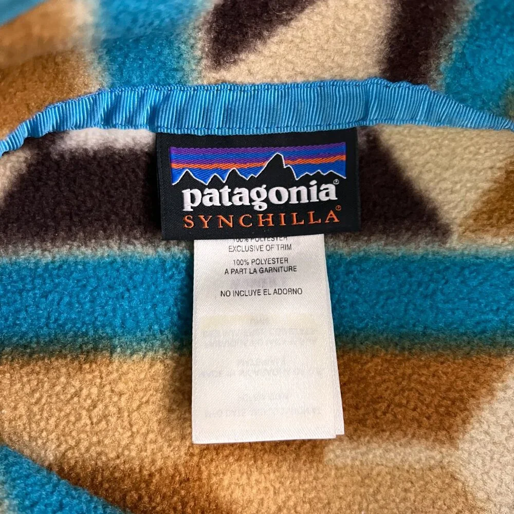Patagonia Synchilla Geometric Aztec Tribal Print Snap T Sz M - Picture 6 of 10